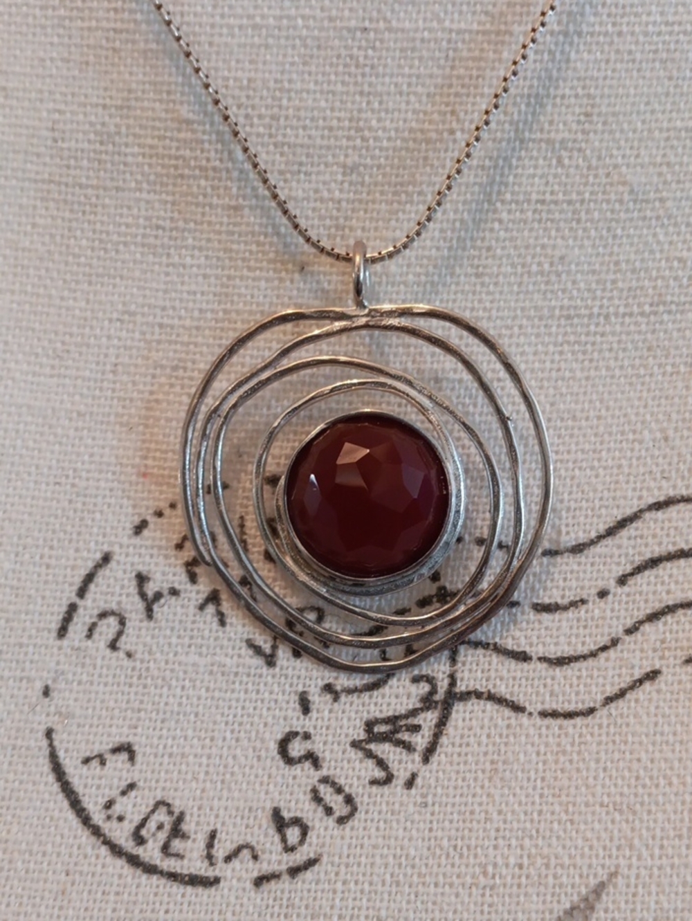 " Magnolia Handcrafted 925 Silver Wire Swirl Gemstone Necklace